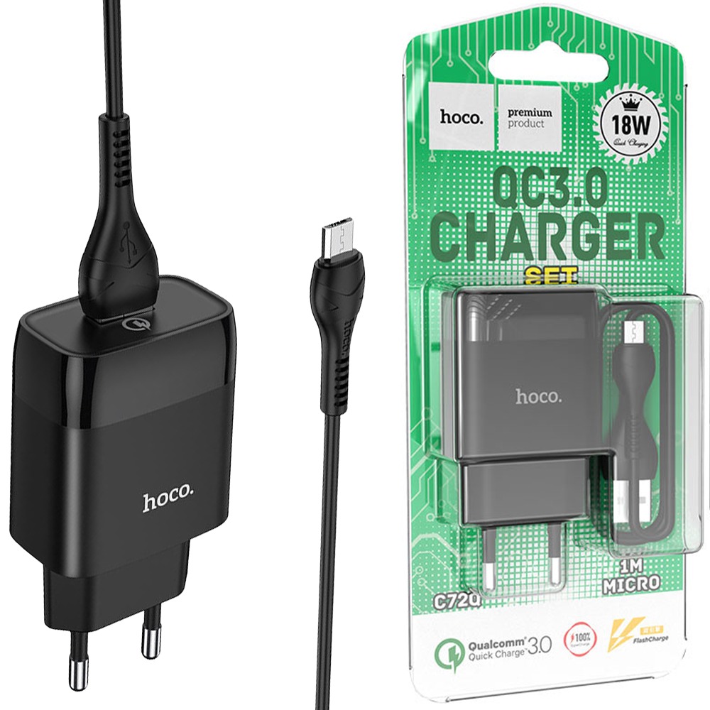 МЗП 1Port Hoco C72Q Glorious USB QC3.0 USB to Micro black