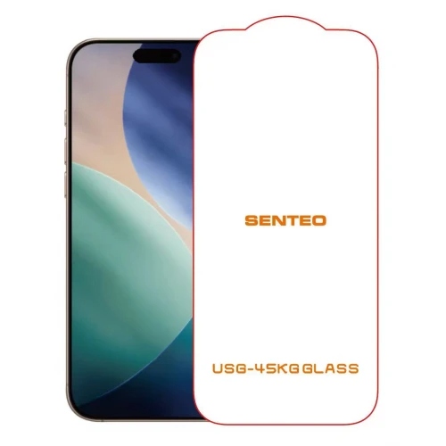 Защитное стекло SENTEO 9H Protocol_2 drop test 45 kg iPhone 15 Pro Max black (в упаковке)