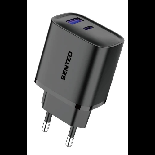 СЗУ 2Port SENTEO T-04 version2 USB+USB-C PD/QC3.0 25W (CE Сертификат) (black)