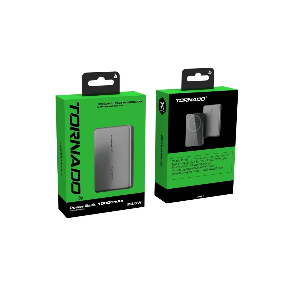 Power Bank Tornado PB-G2 10000mAh 22.5W USB-C with MagSafe (black)