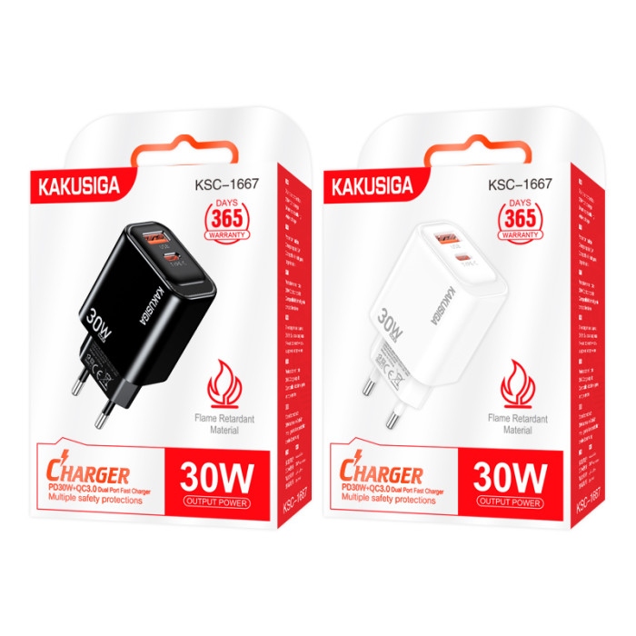 МЗП 2Port Kakusiga KSC-1667 USB+USB-C 30W Black
