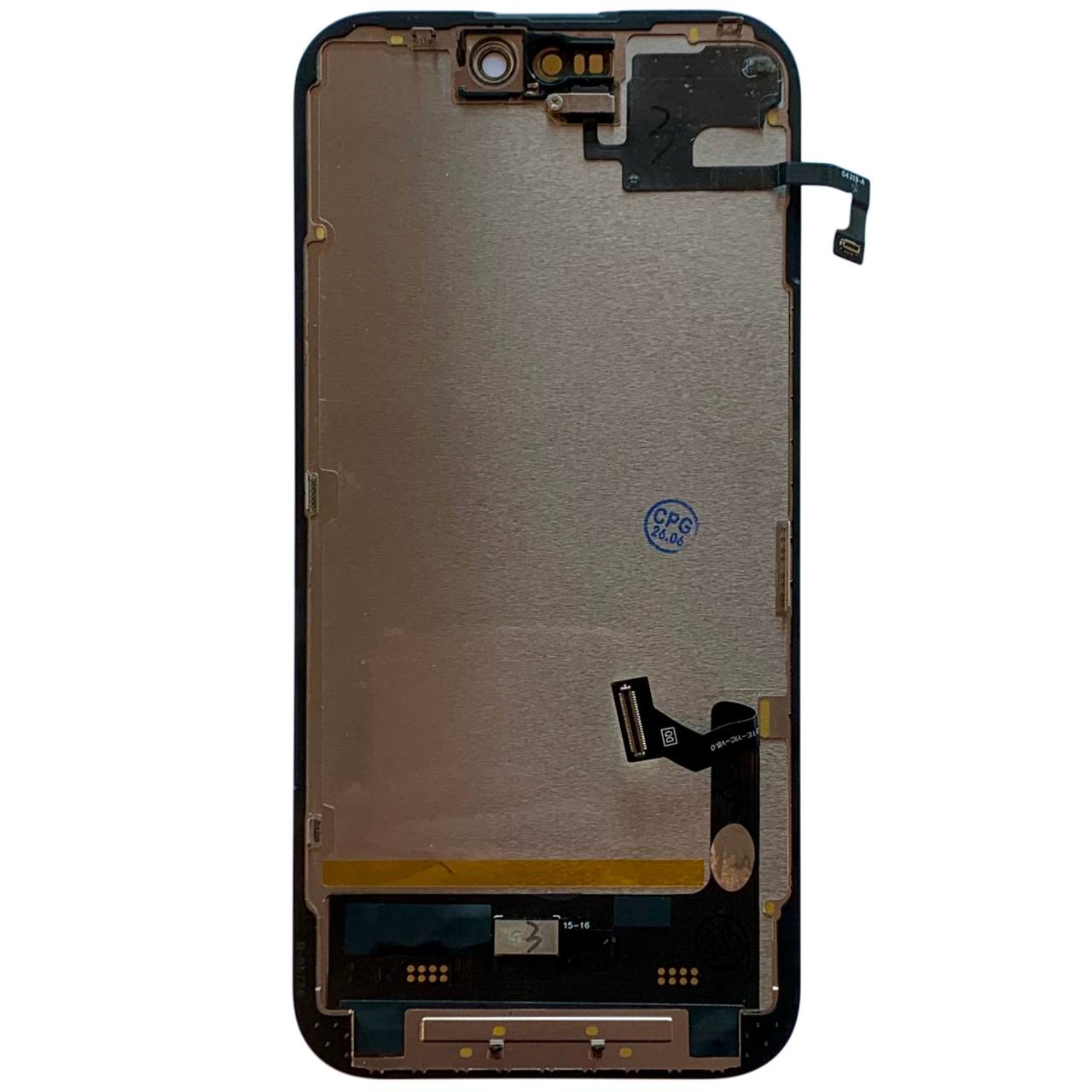 Дисплей iPhone 15 black, з рамкою, CPG Soft OLED (без помилки) | З верхнім шлейфом