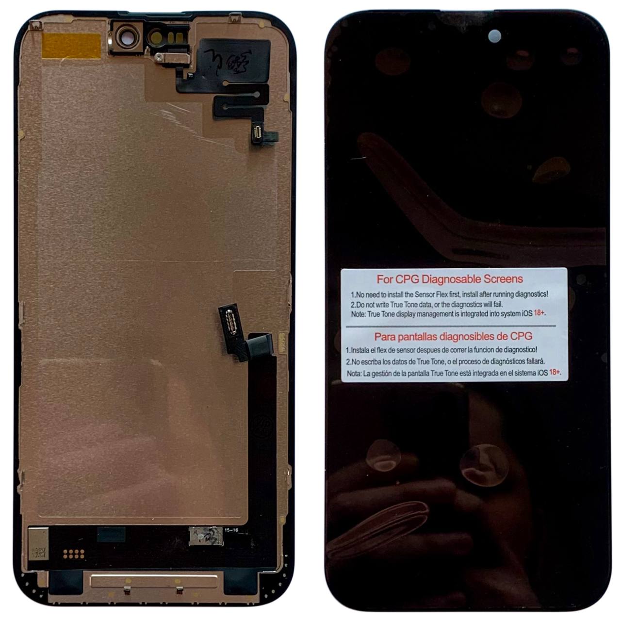 Дисплей iPhone 16 Plus black, з рамкою, CPG Soft OLED (без помилки) | З верхнім шлейфом