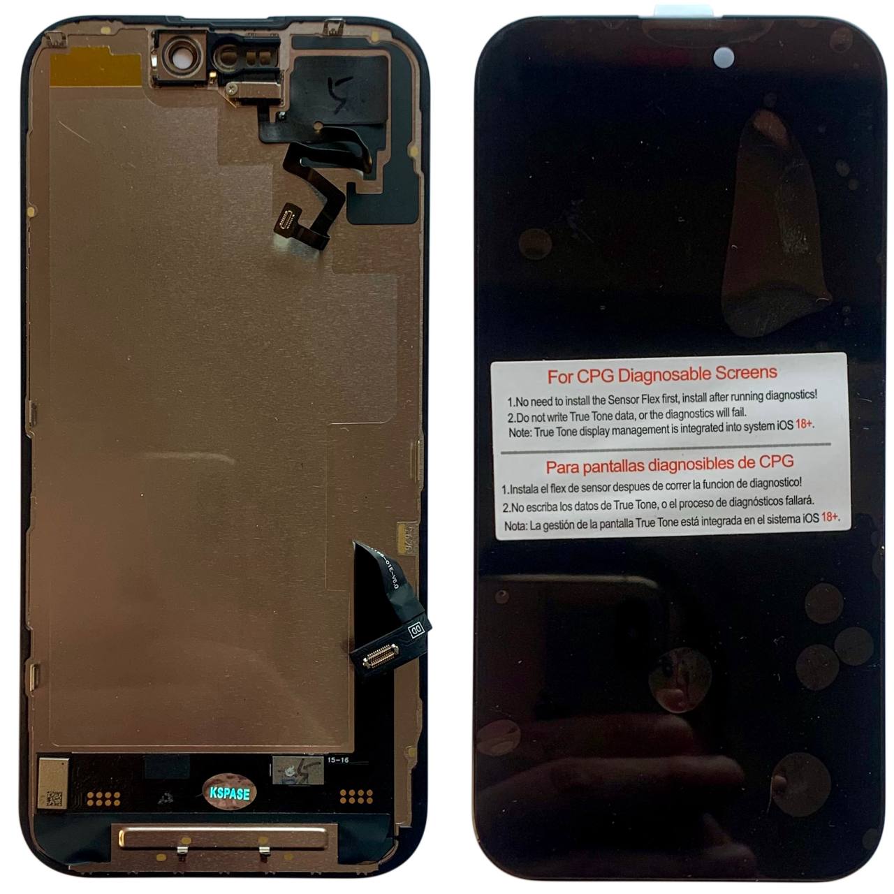 Дисплей iPhone 16 black, з рамкою, CPG Soft OLED 120Hz (без помилки) | З верхнім шлейфом