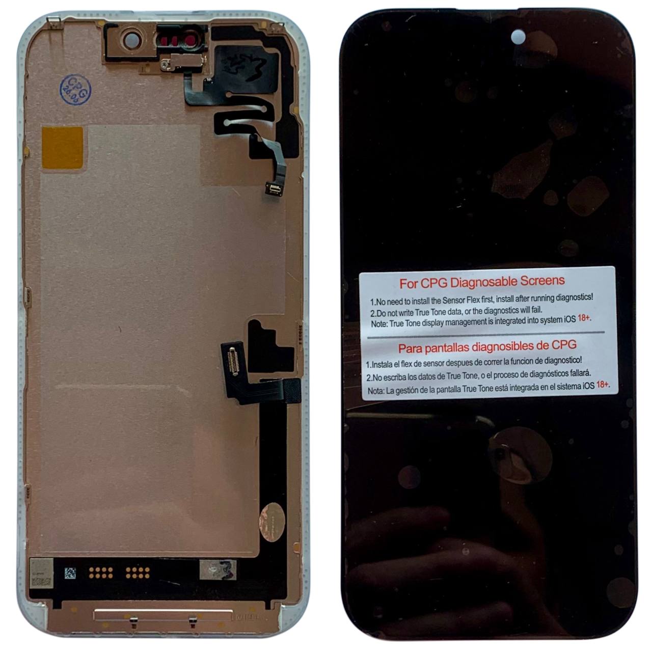 Дисплей iPhone 17 black, з рамкою, CPG Soft OLED 120Hz (без помилки) | З верхнім шлейфом