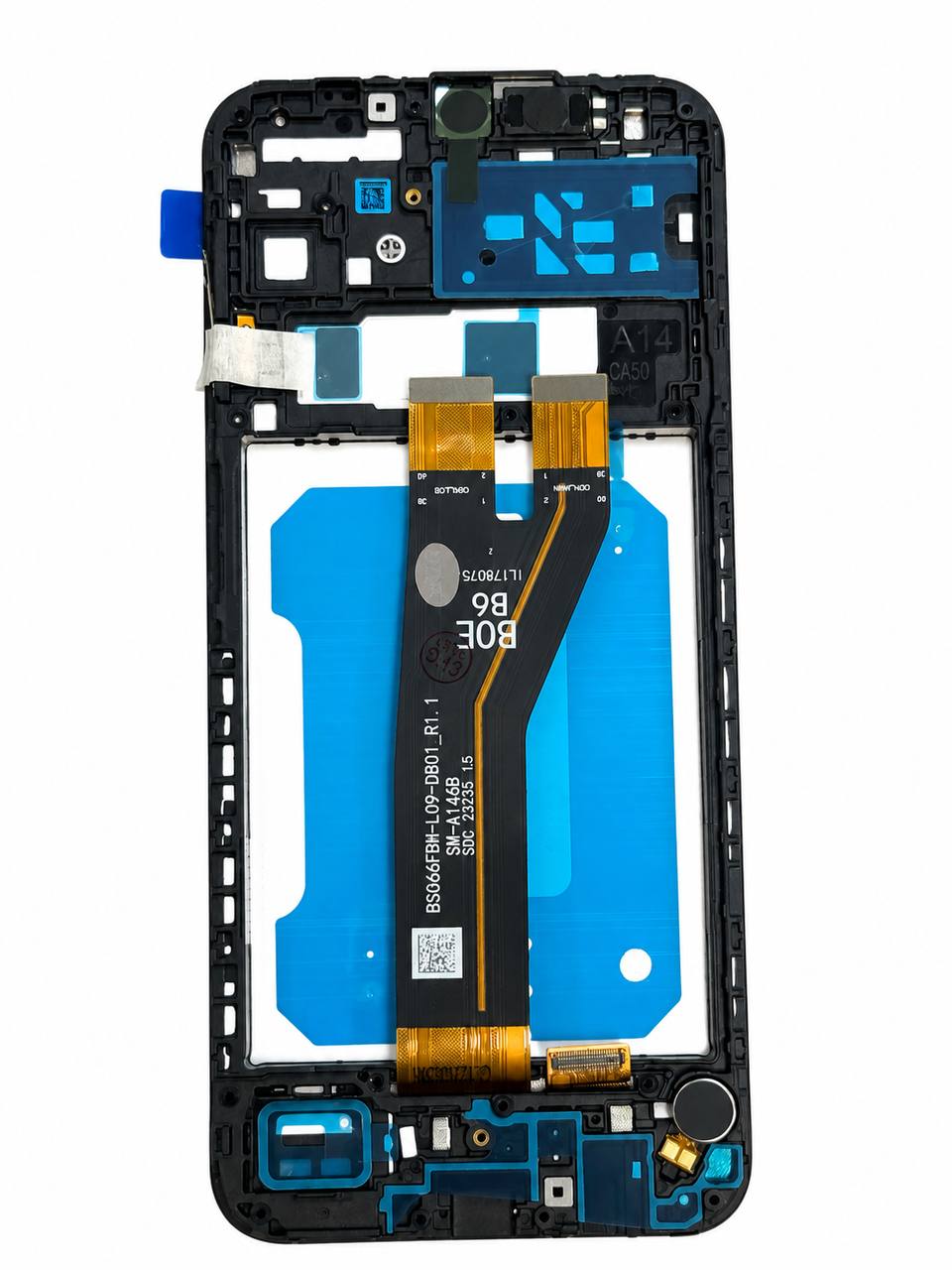 Дисплей Samsung A146B Galaxy A14 5G black, с рамкой, спикером, вибро, Original Self Welded