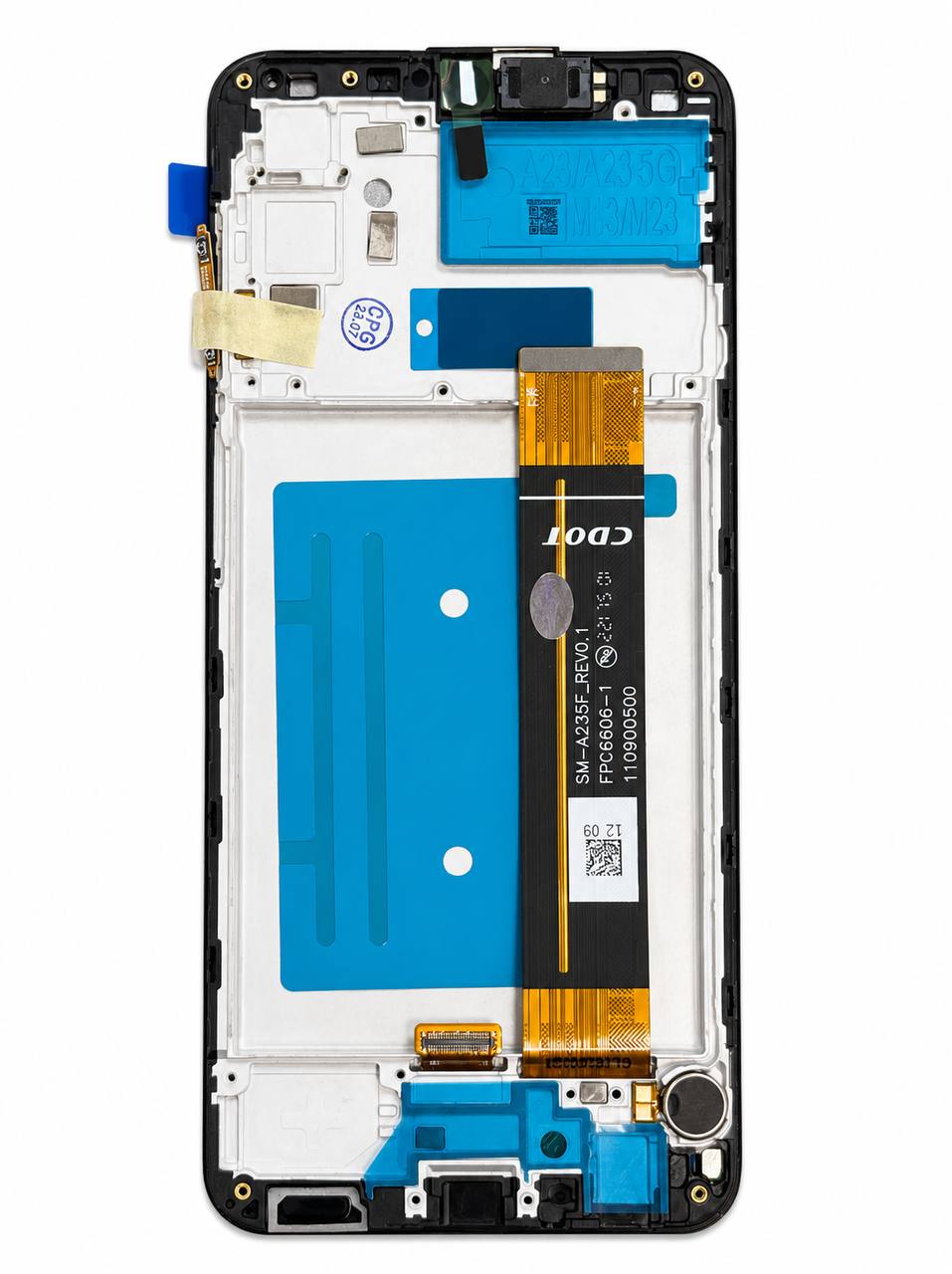 Дисплей Samsung A235 Galaxy A23 4G (SM-A235F rev0.1) black, с рамкой, спикером, вибро, Original Self Welded