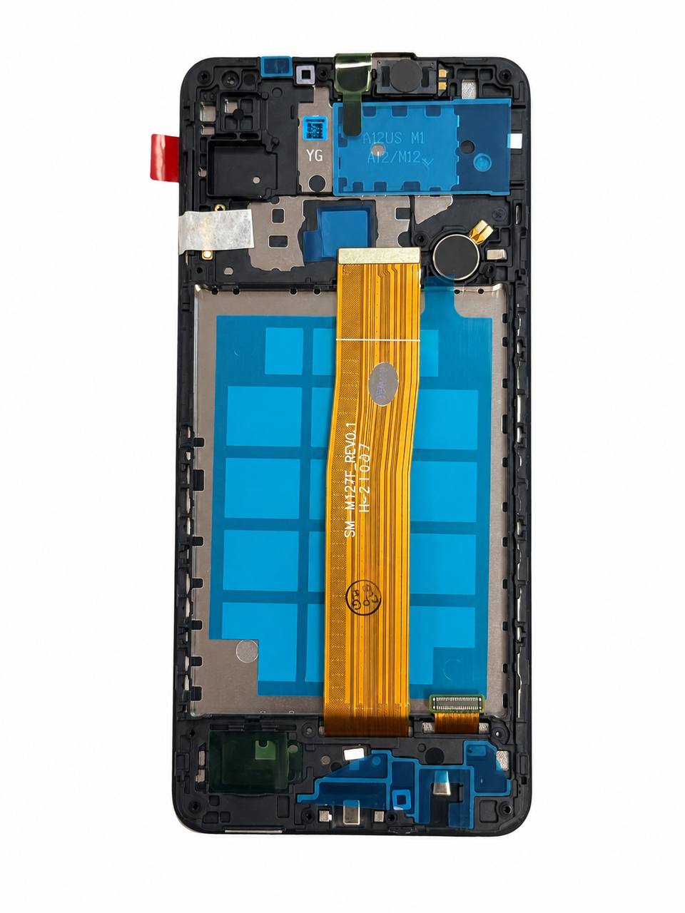 Дисплей Samsung M127 Galaxy M12 black (SM-M127F_REV0.1), с рамкой, спикером, вибро, Original Self Welded
